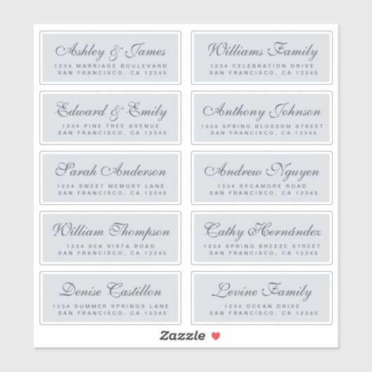 Chic Calligraphy Wedding Guest Adresetiketten Sticker (Vel)