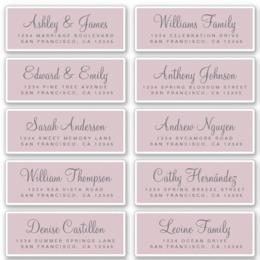 Chic Calligraphy Wedding Guest Adresetiketten Sticker (Voorkant)
