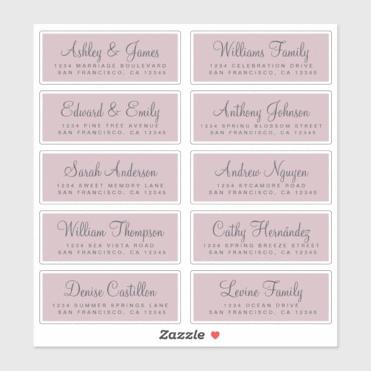 Chic Calligraphy Wedding Guest Adresetiketten Sticker (Vel)