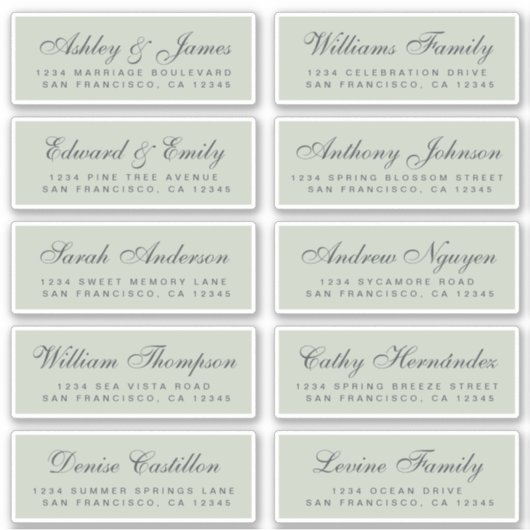 Chic Calligraphy Wedding Guest Adresetiketten Sticker (Voorkant)