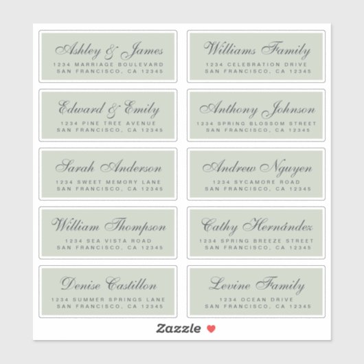 Chic Calligraphy Wedding Guest Adresetiketten Sticker (Vel)