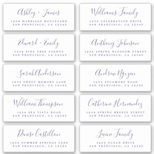 Chic Calligraphy Wedding Guest Adresetiketten Sticker (Voorkant)