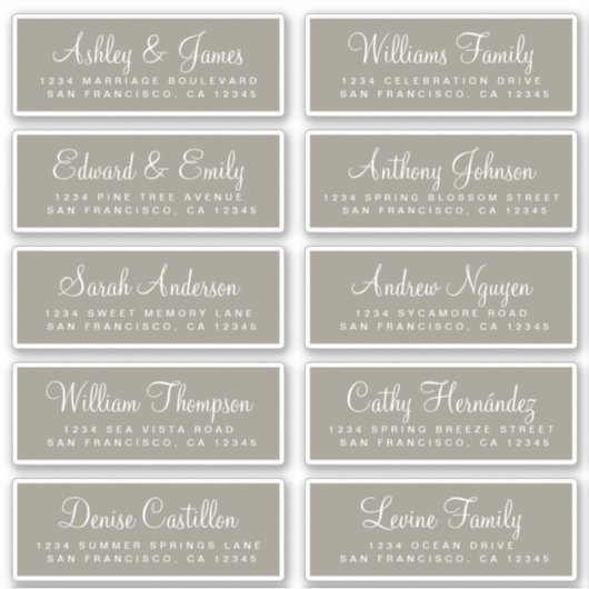 Chic Calligraphy Wedding Guest Adresetiketten Sticker (Voorkant)