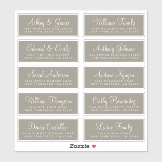 Chic Calligraphy Wedding Guest Adresetiketten Sticker (Vel)