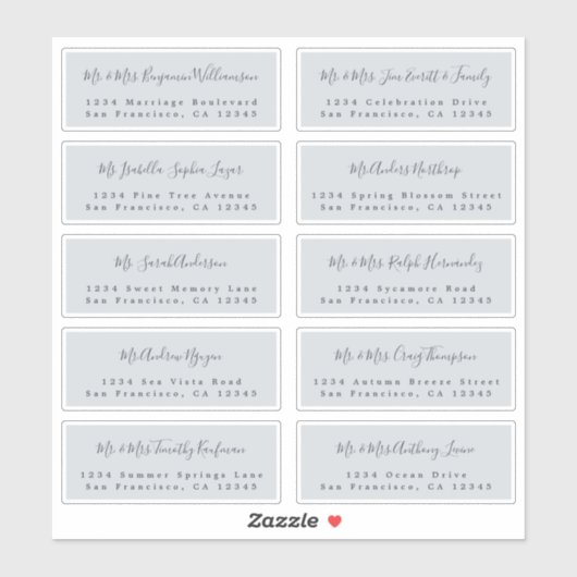 Chic Calligraphy Wedding Guest Adresetiketten Sticker (Vel)