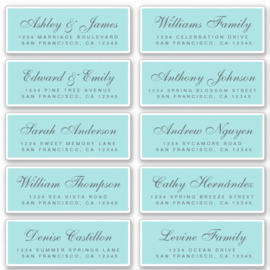 Chic Calligraphy Wedding Guest Adresetiketten Sticker (Voorkant)