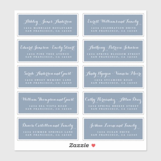 Chic Calligraphy Wedding Guest Adresetiketten Sticker (Vel)