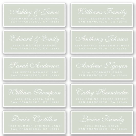 Chic Calligraphy Wedding Guest Adresetiketten Sticker (Voorkant)