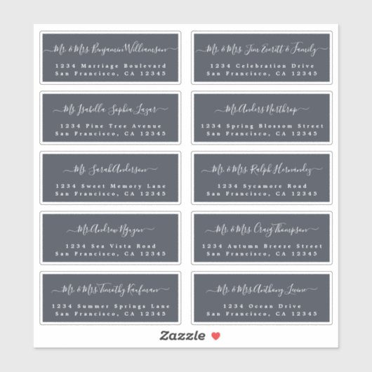 Chic Calligraphy Wedding Guest Adresetiketten Sticker (Vel)