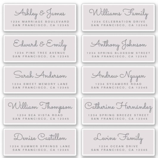 Chic Calligraphy Wedding Guest Adresetiketten Sticker (Voorkant)
