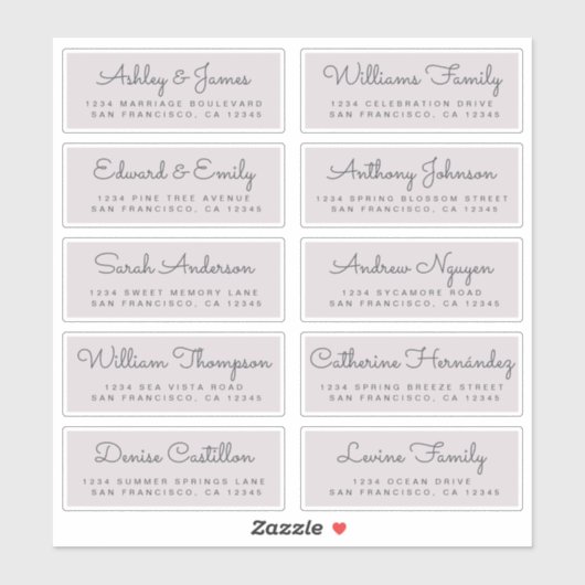 Chic Calligraphy Wedding Guest Adresetiketten Sticker (Vel)