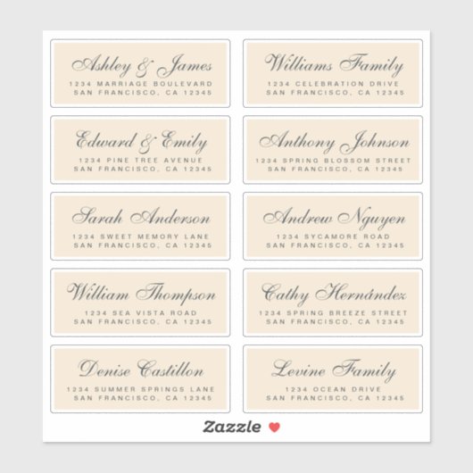 Chic Calligraphy Wedding Guest Adresetiketten Sticker (Vel)