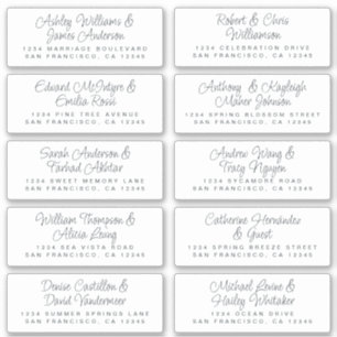 Chic Calligraphy Wedding Guest Adresetiketten Sticker