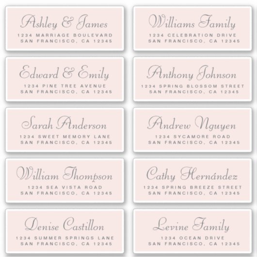 Chic Calligraphy Wedding Guest Adresetiketten Sticker (Voorkant)