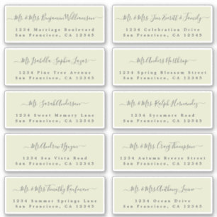 Chic Calligraphy Wedding Guest Adresetiketten Sticker
