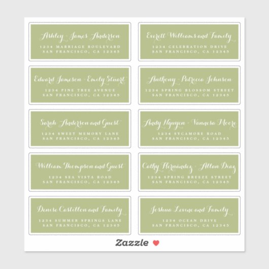 Chic Calligraphy Wedding Guest Adresetiketten Sticker (Vel)