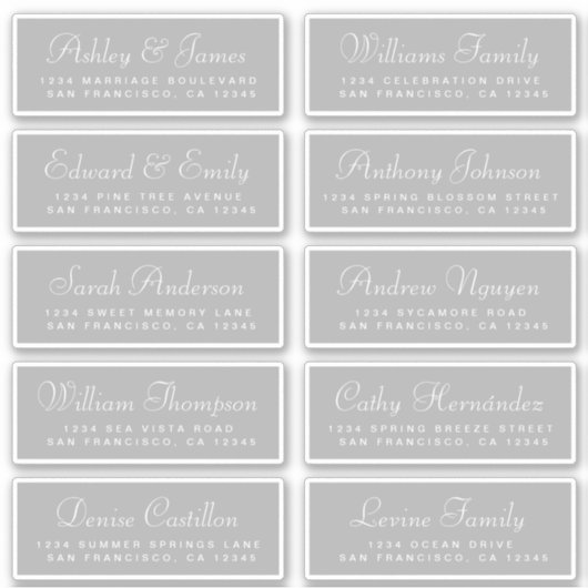 Chic Calligraphy Wedding Guest Adresetiketten Sticker (Voorkant)