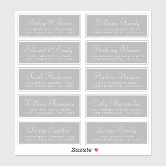 Chic Calligraphy Wedding Guest Adresetiketten Sticker (Vel)