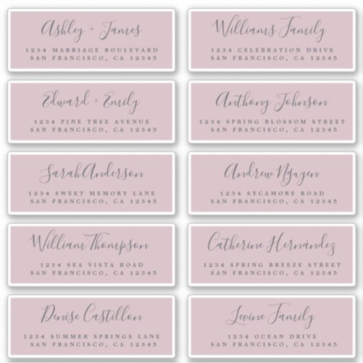 Chic Calligraphy Wedding Guest Adresetiketten Sticker (Voorkant)