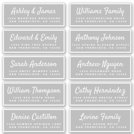Chic Calligraphy Wedding Guest Adresetiketten Sticker (Voorkant)