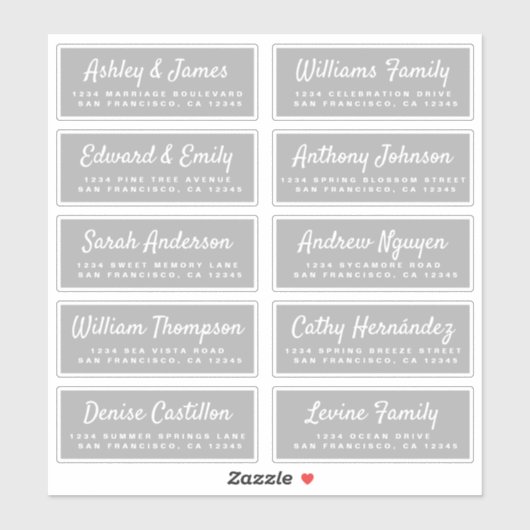 Chic Calligraphy Wedding Guest Adresetiketten Sticker (Vel)