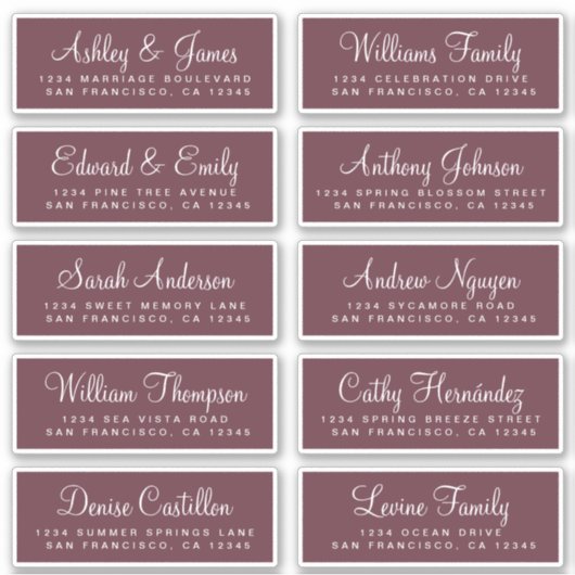 Chic Calligraphy Wedding Guest Adresetiketten Sticker (Voorkant)