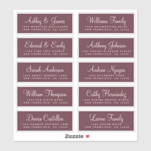 Chic Calligraphy Wedding Guest Adresetiketten Sticker (Vel)