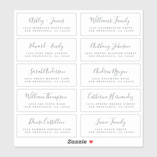 Chic Calligraphy Wedding Guest Adresetiketten Sticker (Vel)