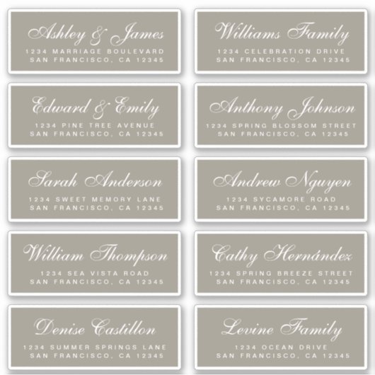 Chic Calligraphy Wedding Guest Adresetiketten Sticker (Voorkant)
