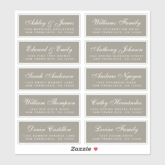 Chic Calligraphy Wedding Guest Adresetiketten Sticker (Vel)