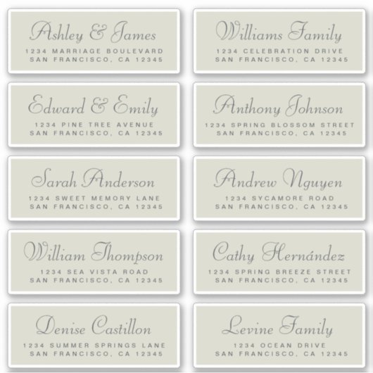 Chic Calligraphy Wedding Guest Adresetiketten Sticker (Voorkant)