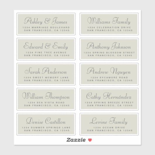 Chic Calligraphy Wedding Guest Adresetiketten Sticker (Vel)