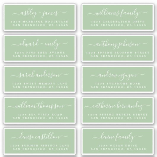 Chic Calligraphy Wedding Guest Adresetiketten Sticker (Voorkant)