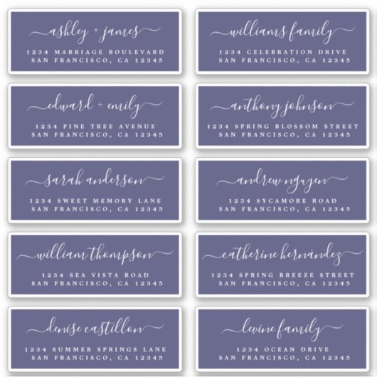 Chic Calligraphy Wedding Guest Adresetiketten Sticker (Voorkant)