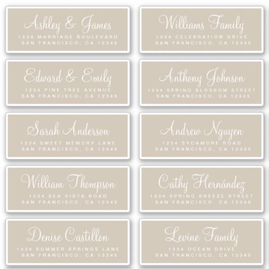 Chic Calligraphy Wedding Guest Adresetiketten Sticker (Voorkant)