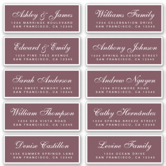 Chic Calligraphy Wedding Guest Adresetiketten Sticker (Voorkant)