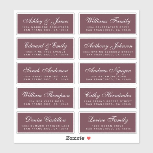 Chic Calligraphy Wedding Guest Adresetiketten Sticker (Vel)