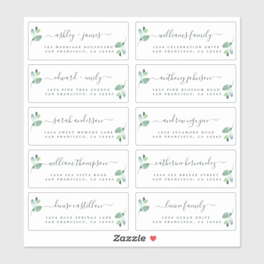 Chic Calligraphy Wedding Guest Adresetiketten Sticker (Vel)
