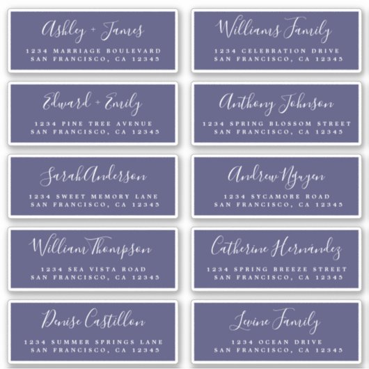 Chic Calligraphy Wedding Guest Adresetiketten Sticker (Voorkant)