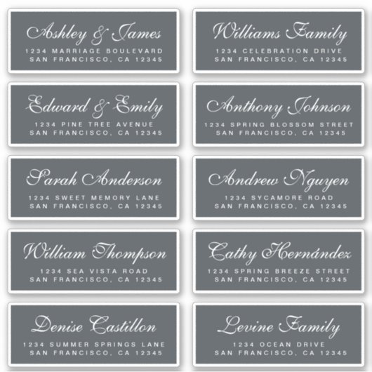 Chic Calligraphy Wedding Guest Adresetiketten Sticker (Voorkant)
