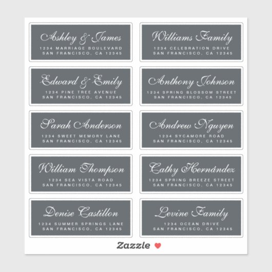 Chic Calligraphy Wedding Guest Adresetiketten Sticker (Vel)