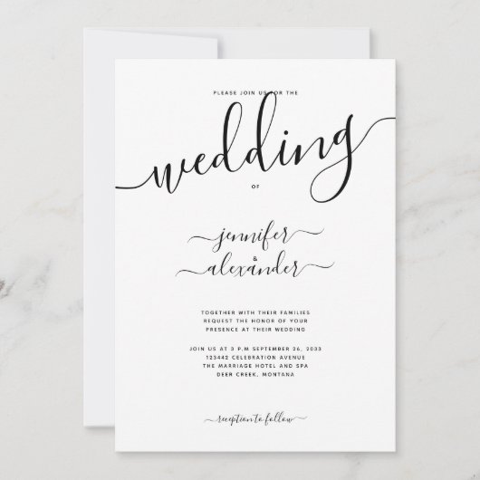 Chic Calligraphy Wedding Kaart (Voorkant)