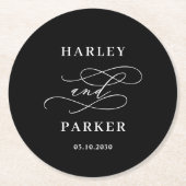 Chic Calligraphy Wedding Repetitie Verloving Ronde Kartonnen Onderzetter (Voorkant)