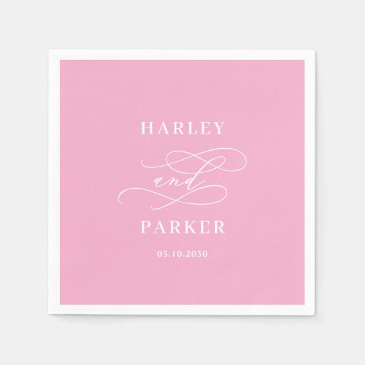 Chic Calligraphy Wedding Repetitie Verloving Servet (Voorkant)