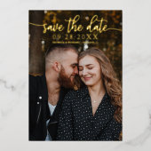 Chic Calligraphy Wedding Save the Date Folie Uitnodiging (Voorkant)