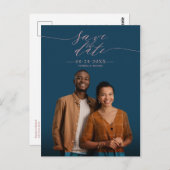 Chic Calligraphy Wedding Save the Date Photo Briefkaart (Voorkant / Achterkant)