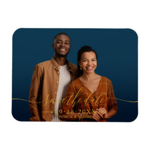 Chic Calligraphy Wedding Save the Date Photo Magneet