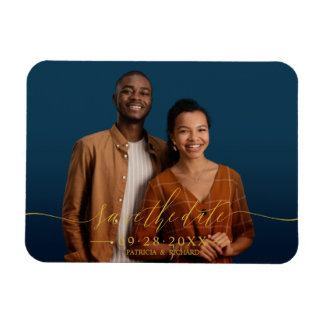 Chic Calligraphy Wedding Save the Date Photo Magneet