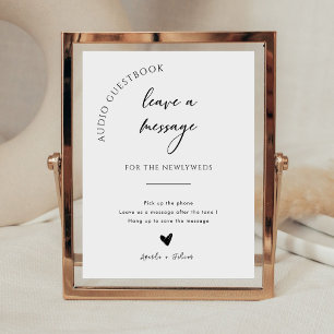 Chic Calligraphy Wedding Telephone Audio Guestbook Reclamebord Met Voetstuk