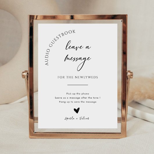 Chic Calligraphy Wedding Telephone Audio Guestbook Reclamebord Met Voetstuk